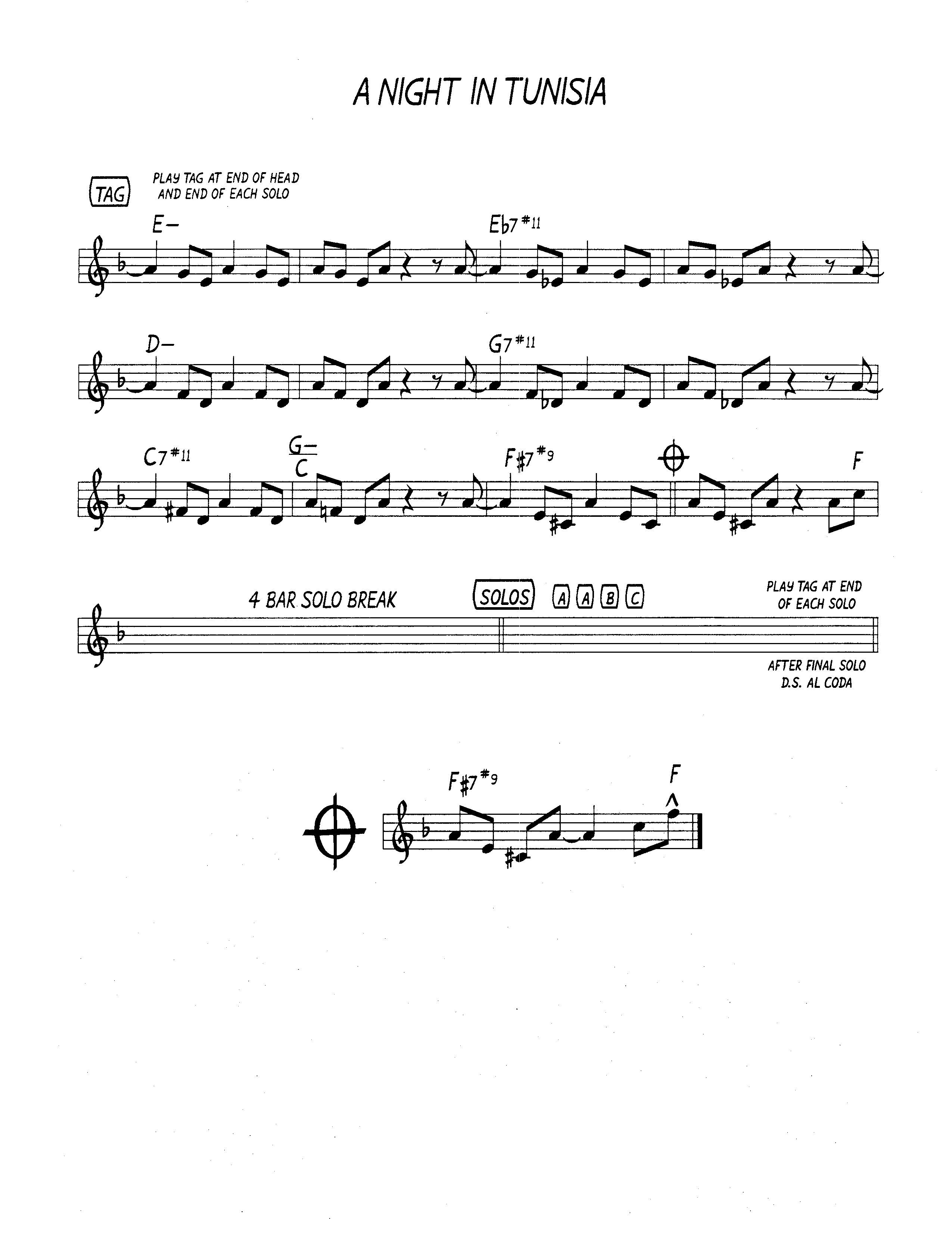 Ноты джазового стандарта: A night in tunisia (Dizzy Gillespie)