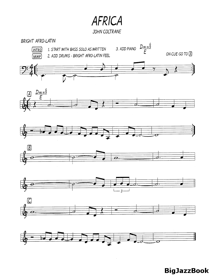 Ноты джазового стандарта: Africa (John Coltrane)