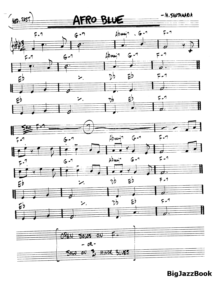 Ноты джазового стандарта: Afro blue (M. Santamaria)
