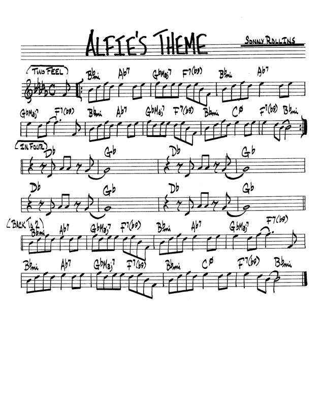 Ноты джазового стандарта: Alfies theme (Sonny Rollins)