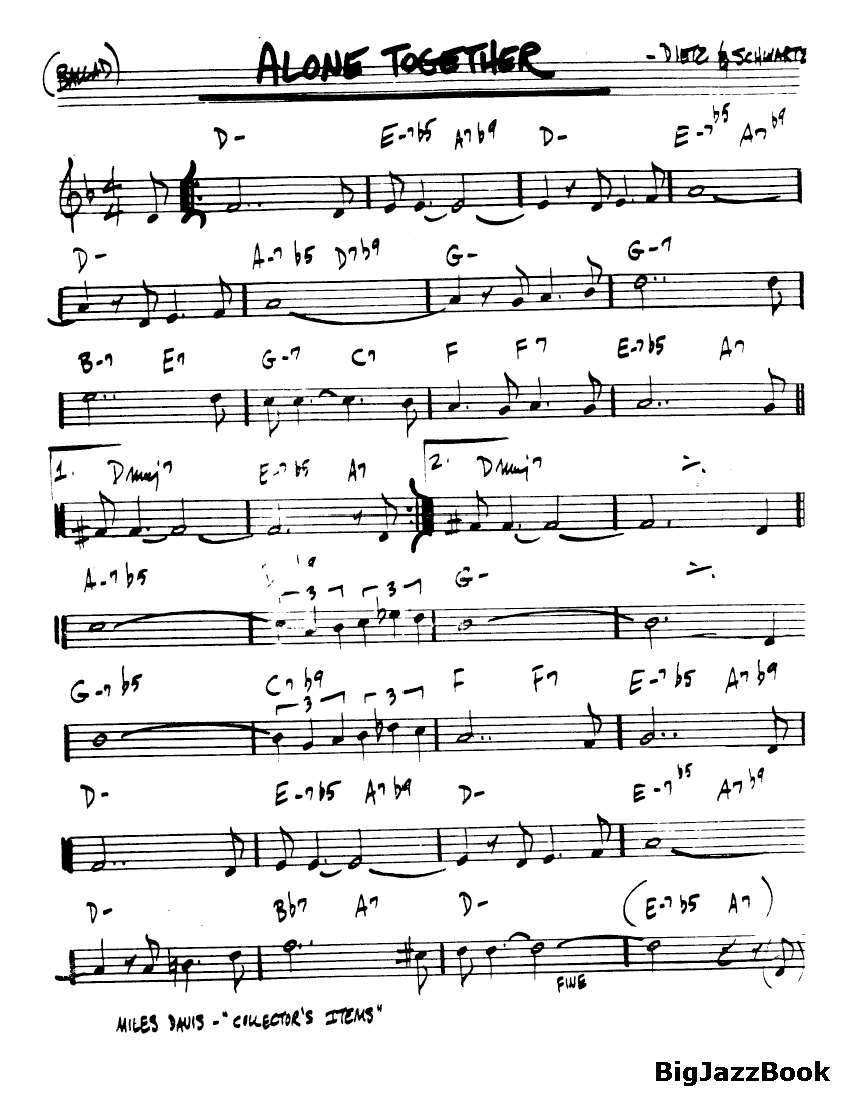 Ноты джазового стандарта: Alone together (Howard Dietz/Arthur Schwartz)