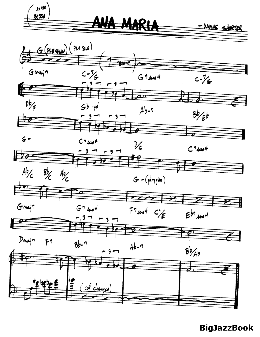Ноты джазового стандарта: Ana maria (Wayne Shorter)