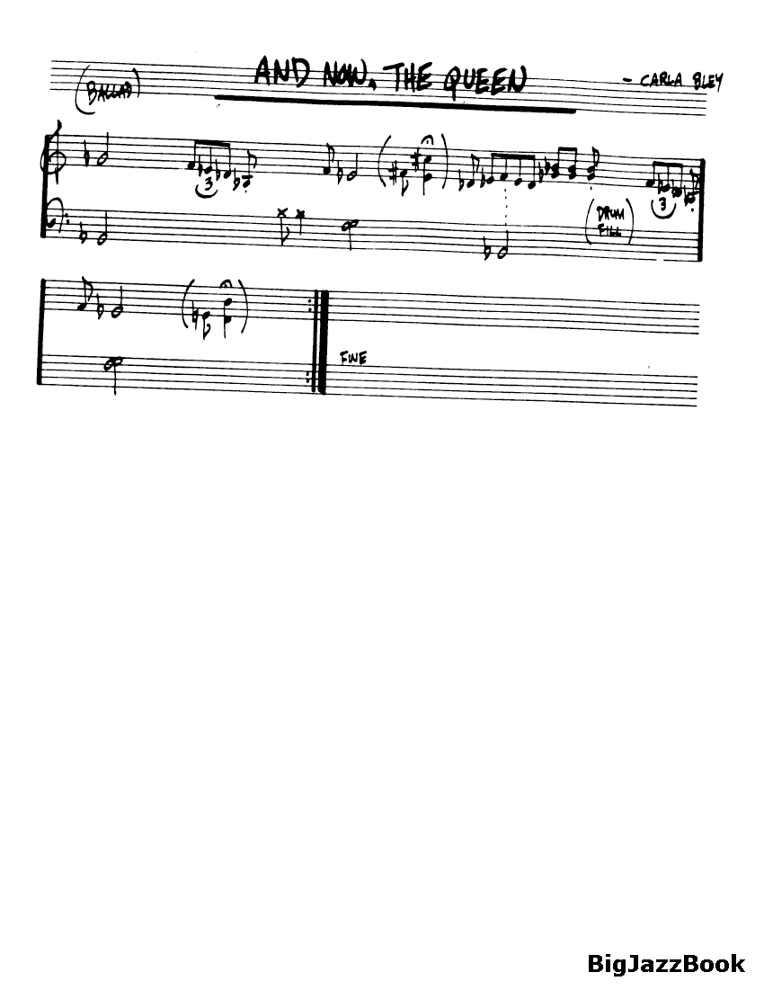 Ноты джазового стандарта: And now, the queen (Carla Bley)