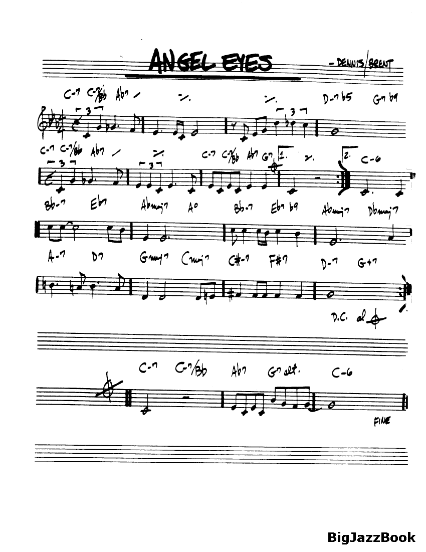 Ноты джазового стандарта: Angel eyes (Matt Dennis)