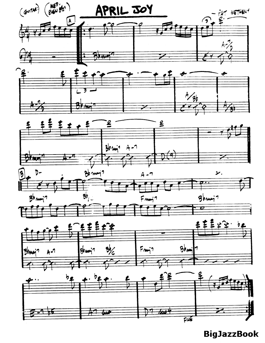 Ноты джазового стандарта: April joy (Pat Metheny)