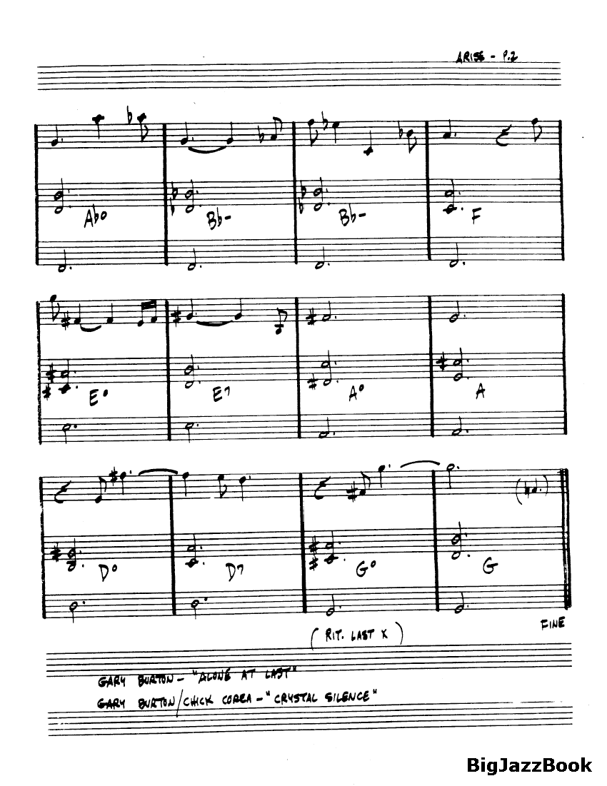 Ноты джазового стандарта: Arise, her eyes (Steve Swallow)
