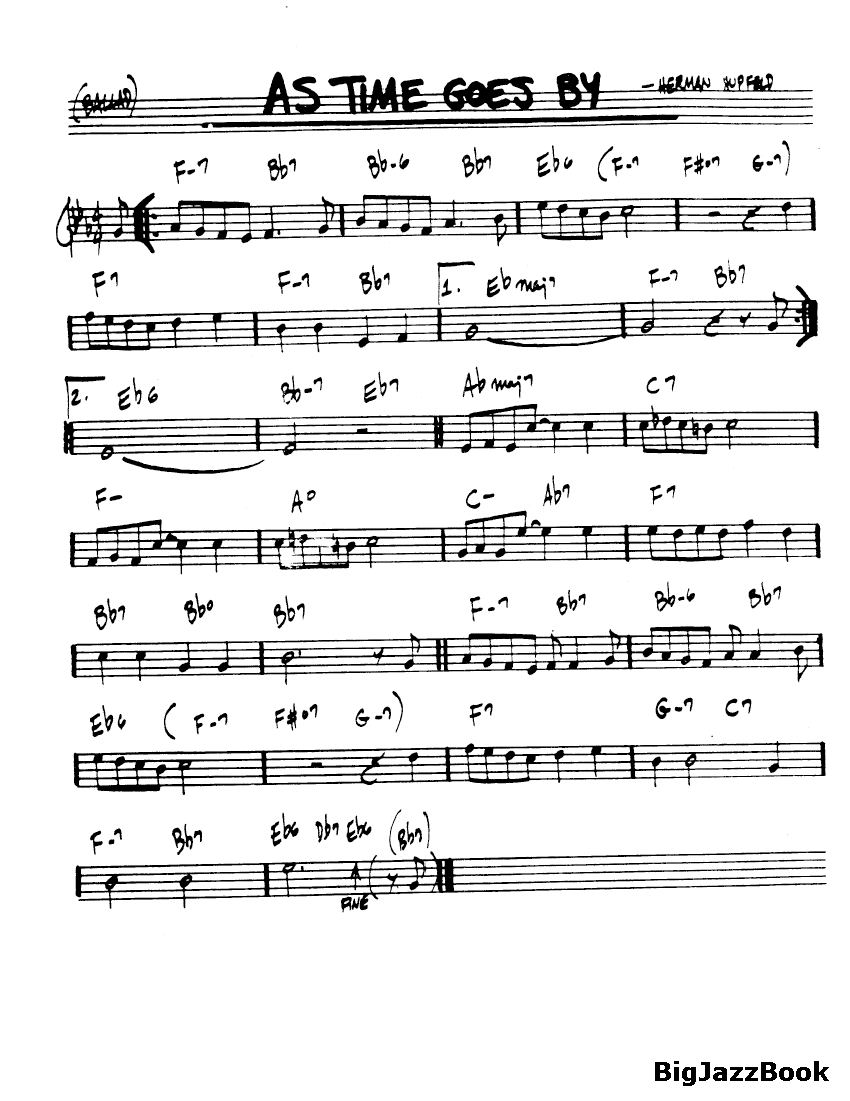 Ноты джазового стандарта: As time goes by (Herman Hupfeld)