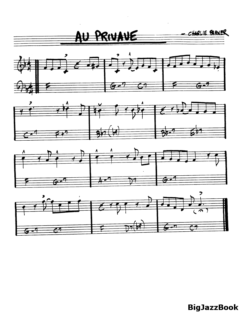 Ноты джазового стандарта: Au privave (Charlie Parker)