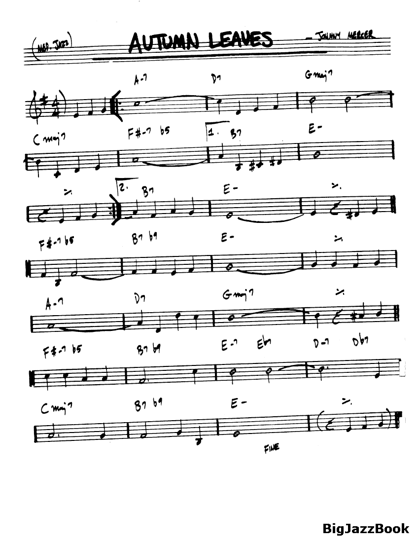 Ноты джазового стандарта: Autumn leaves (Joseph Kosma/Jonny Mercer)