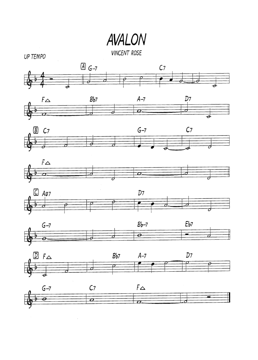 Ноты джазового стандарта: Avalon (Vincent Rose)