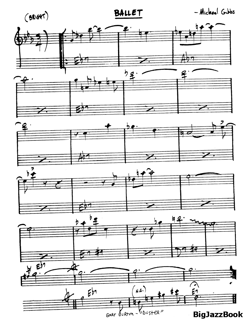 Ноты джазового стандарта: Ballet (Michael Gibbs)