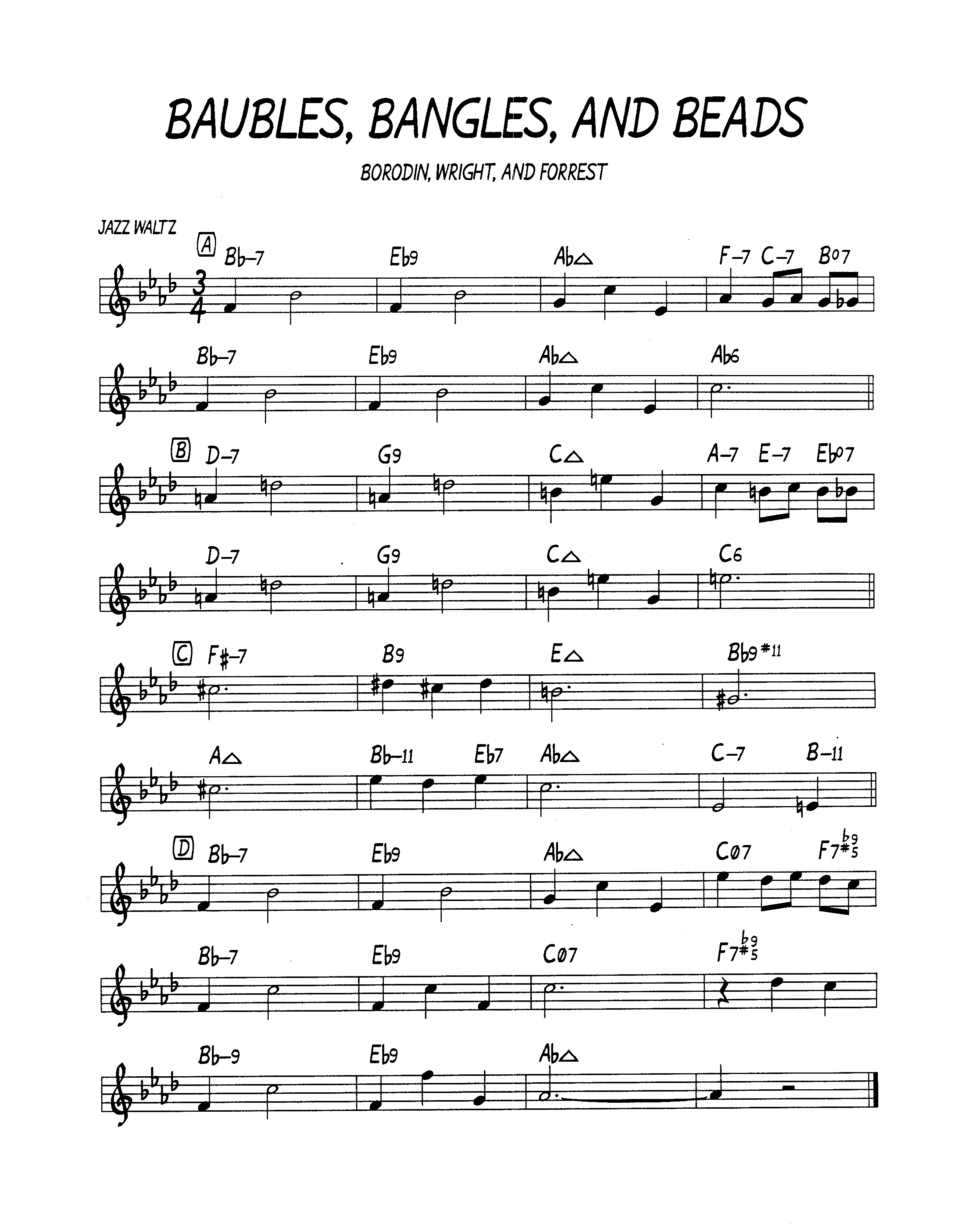 Ноты джазового стандарта: Baubles bangles and beads (Borodin/Wright/Forrest)