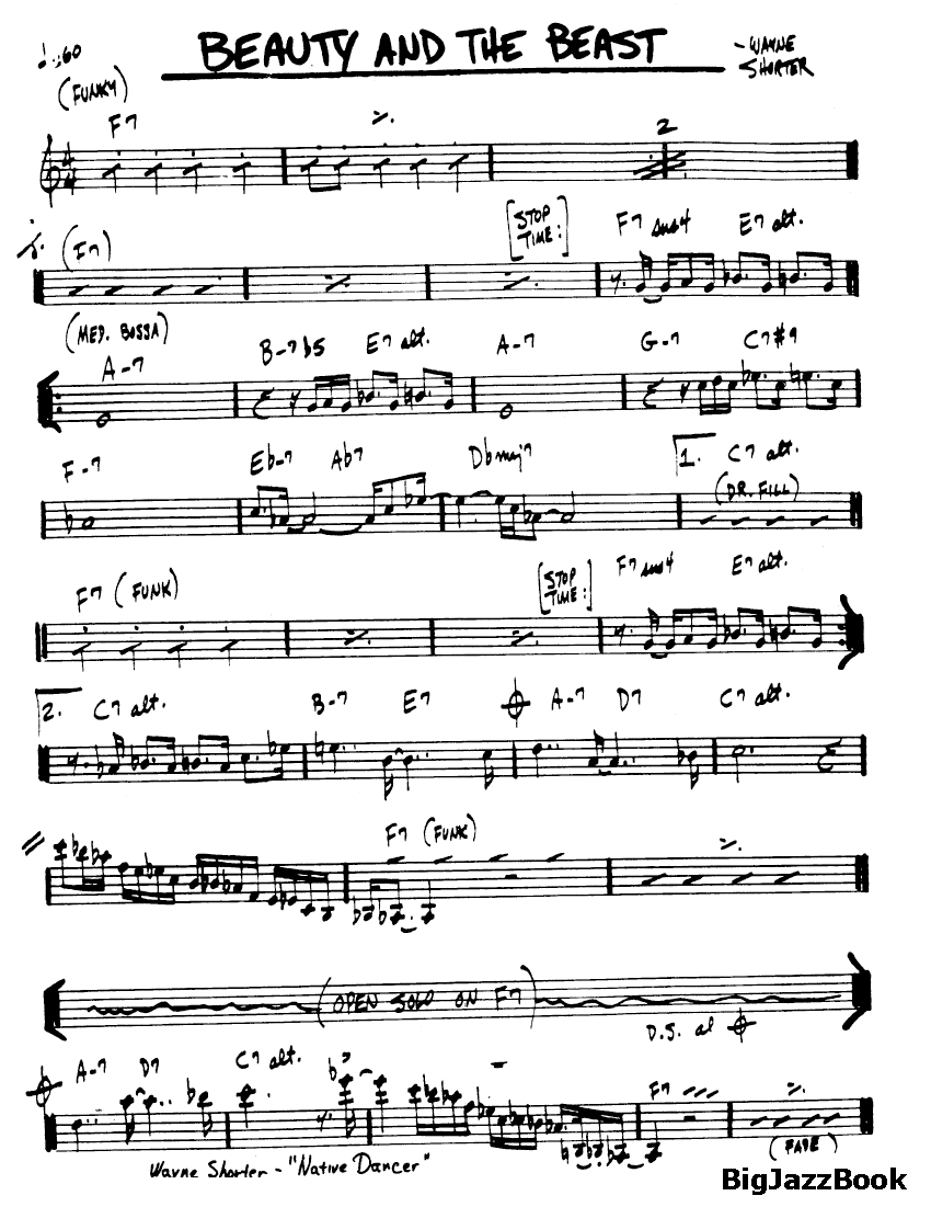 Ноты джазового стандарта: Beauty and the beast (Wayne Shorter)