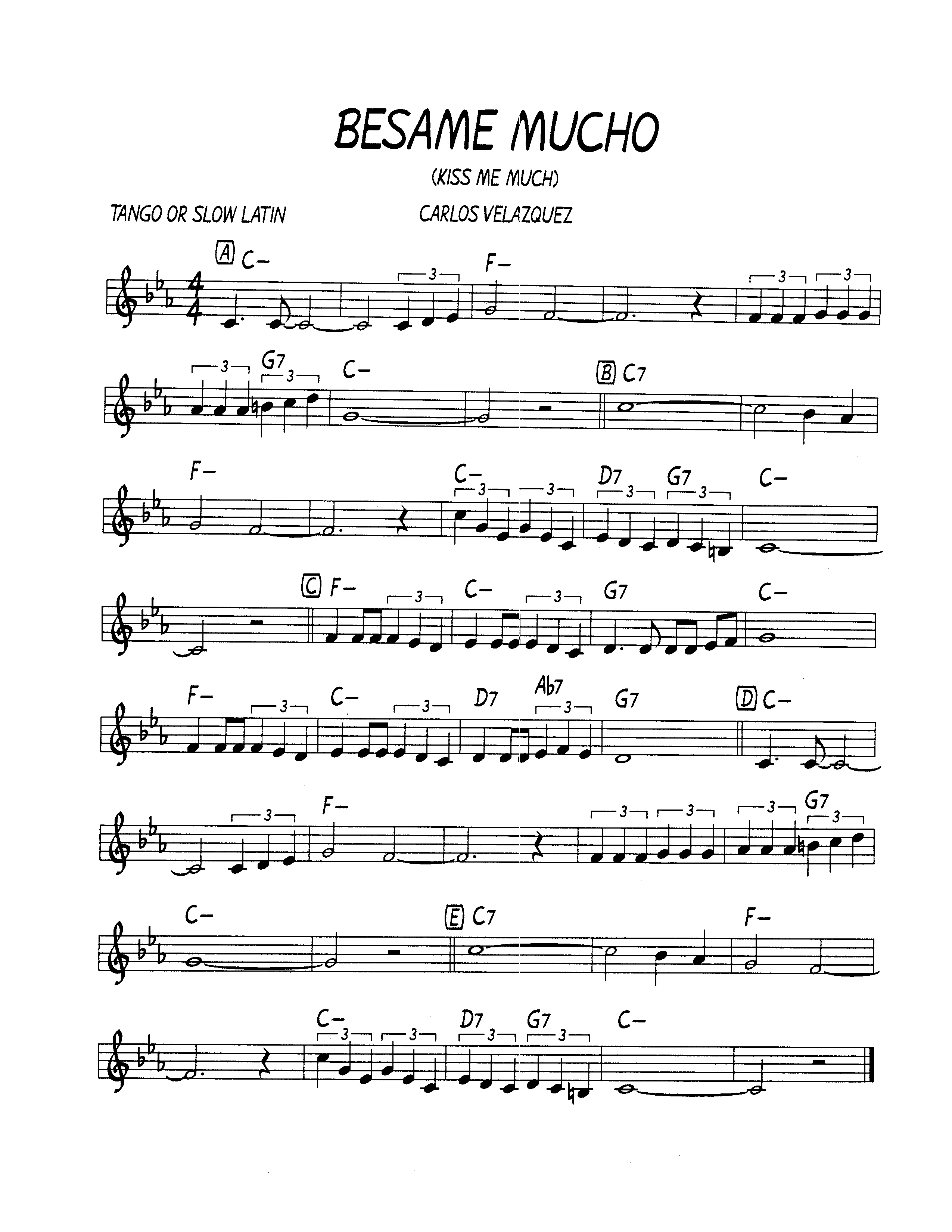 Ноты джазового стандарта: Besame mucho (Carlos Velazquez)