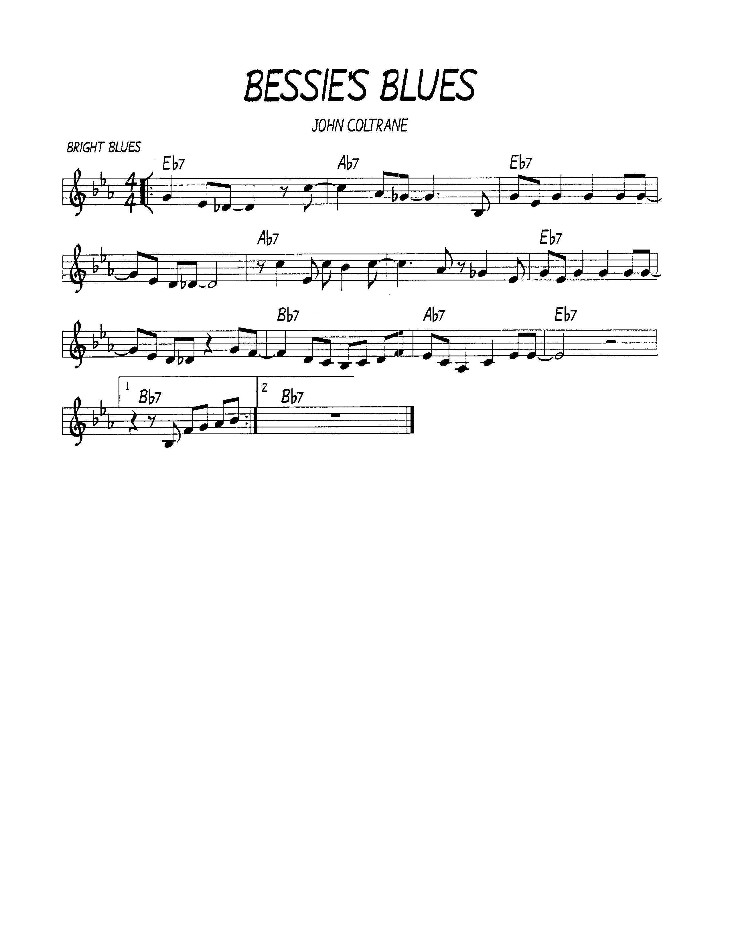 Ноты джазового стандарта: Bessie's blues (John Coltrane)