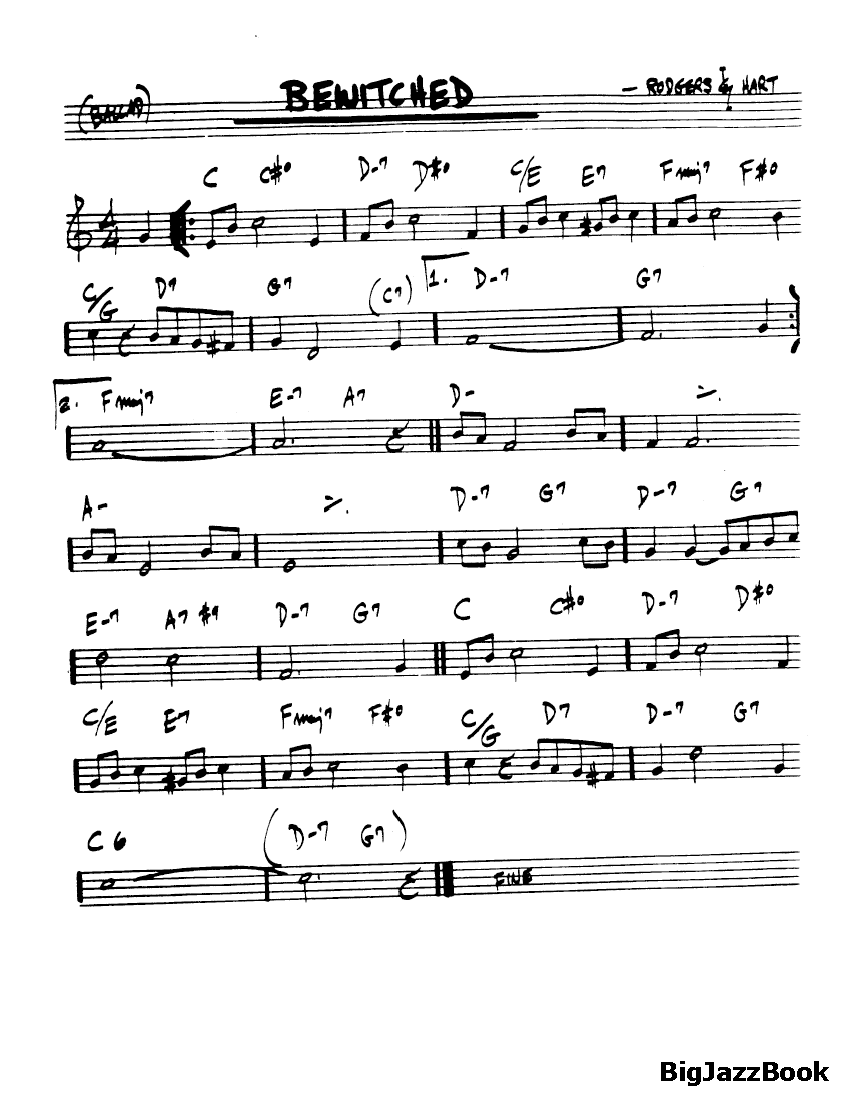 Ноты джазового стандарта: Bewitched (Rodgers/Hart)