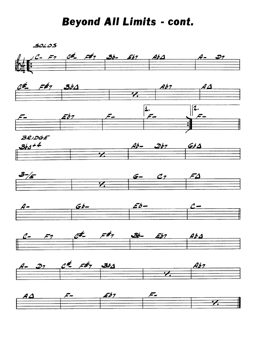 Ноты джазового стандарта: Beyond all limits (Woody Shaw)