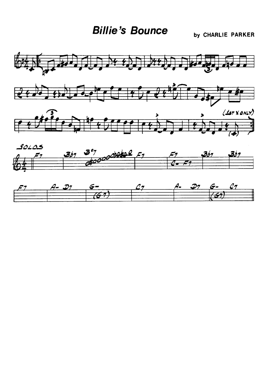 Ноты джазового стандарта: Billie's bounce (Charlie Parker)