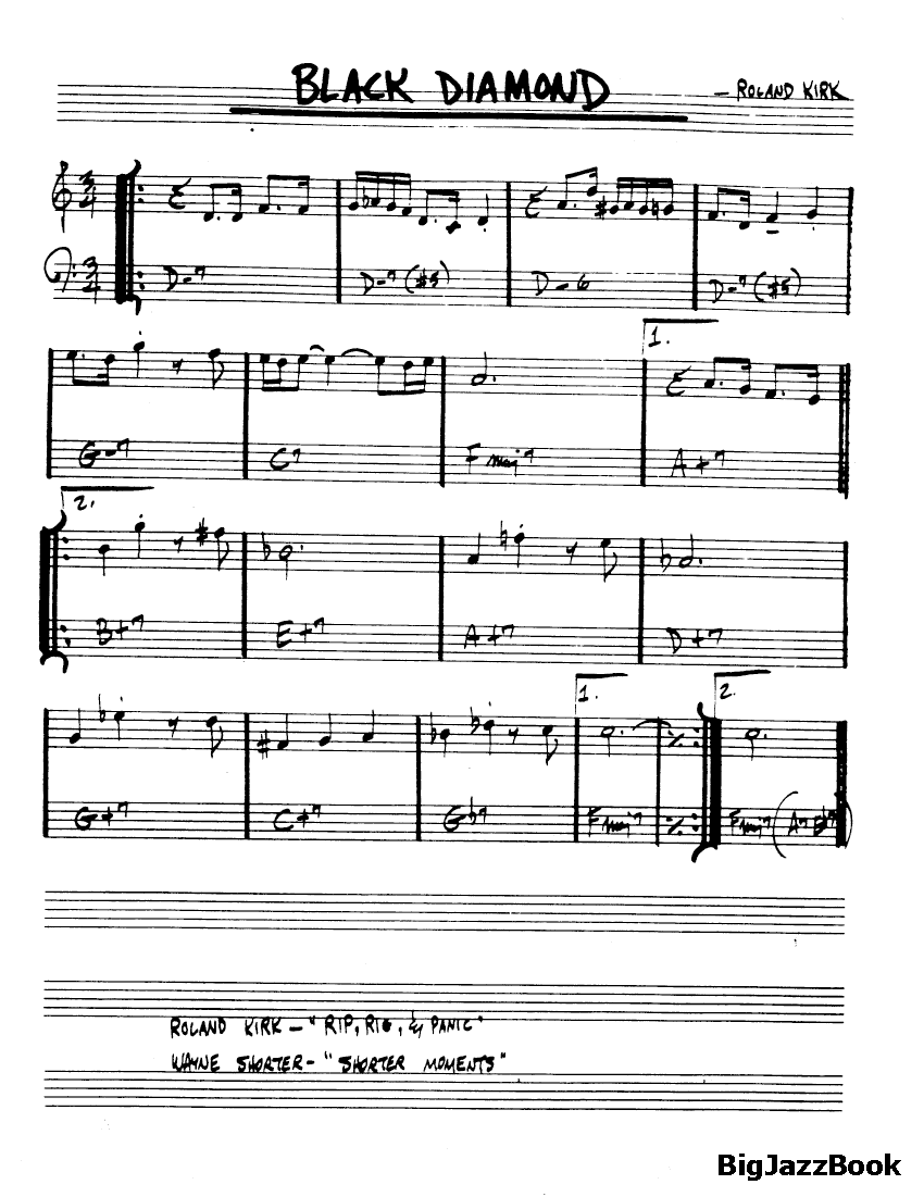Ноты джазового стандарта: Black diamond (Roland Kirk)