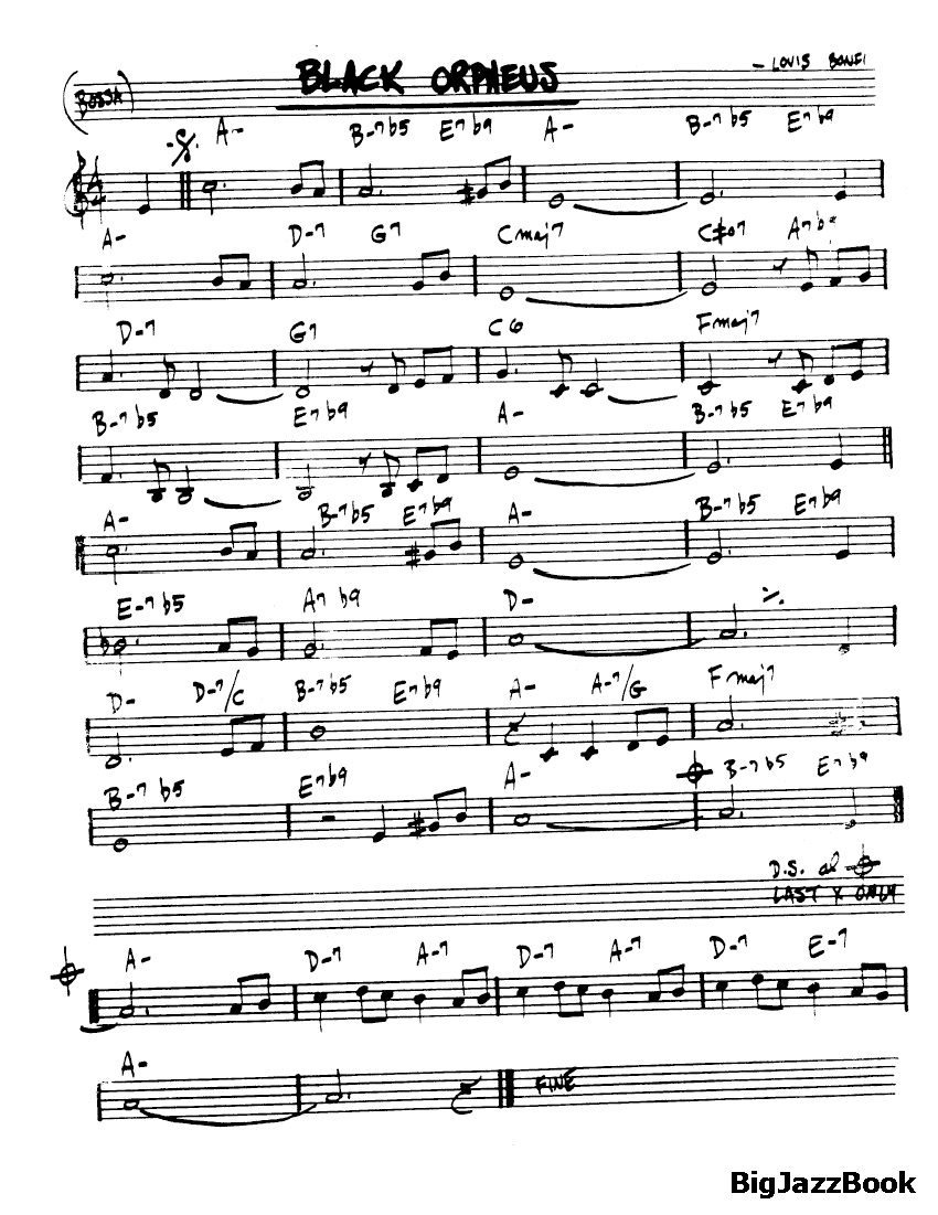 Ноты джазового стандарта: Black orpheus (Lovis Bonfa)