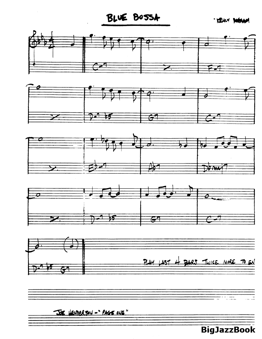 Ноты джазового стандарта: Blue bossa (Kenny Dorham)
