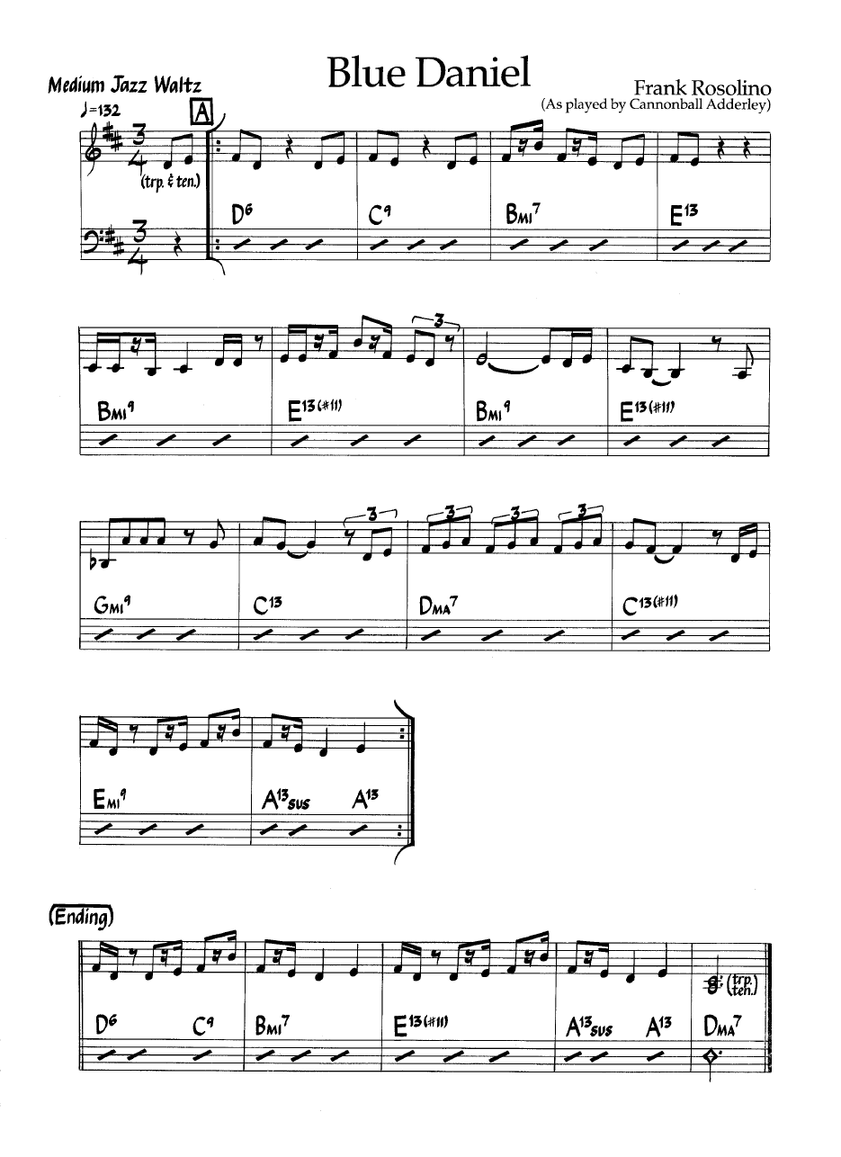 Ноты джазового стандарта: Blue daniel (Frank Rosolino)