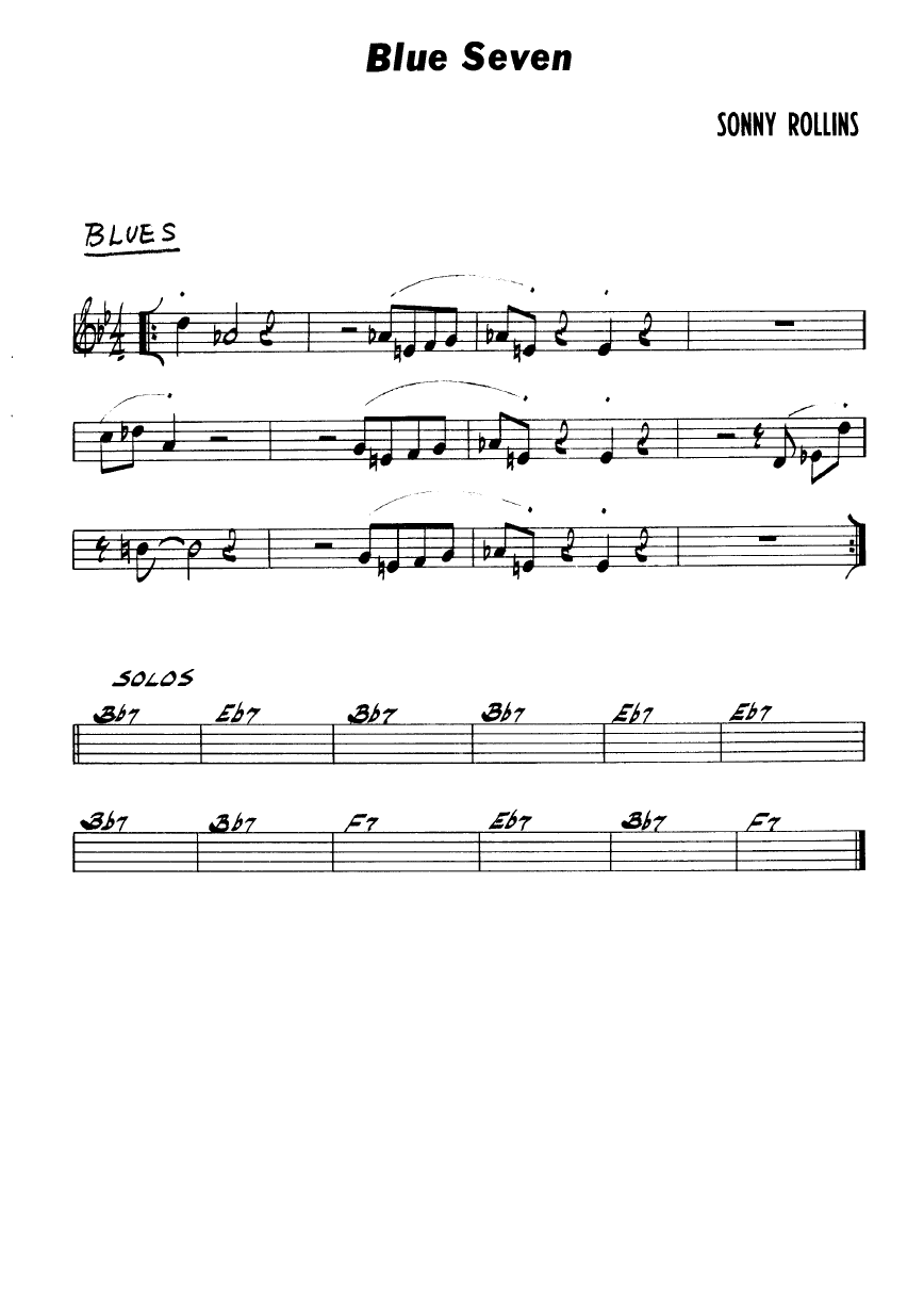 Ноты джазового стандарта: Blue seven (Sonny Rollins)