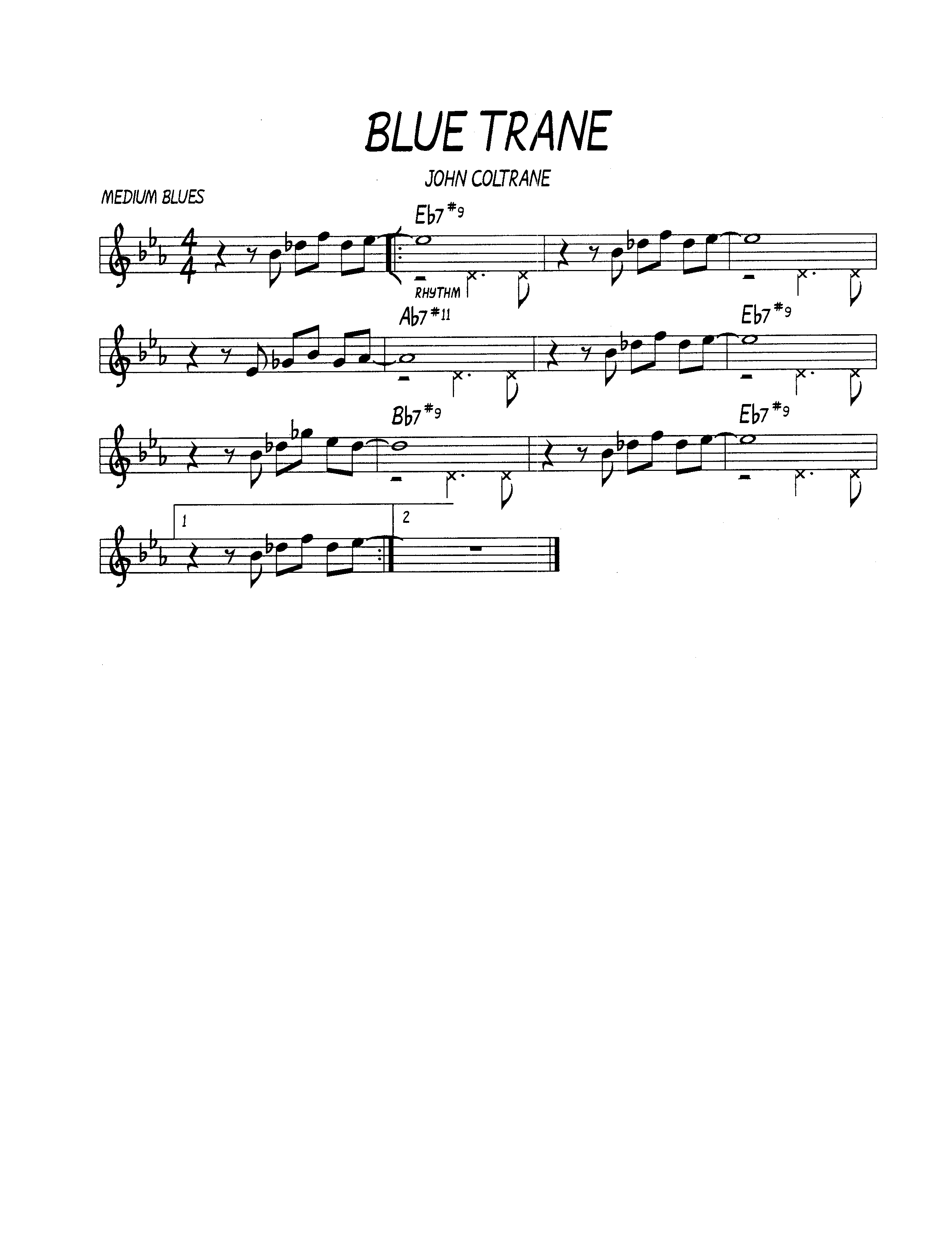 Ноты джазового стандарта: Blue train (John Coltrane)