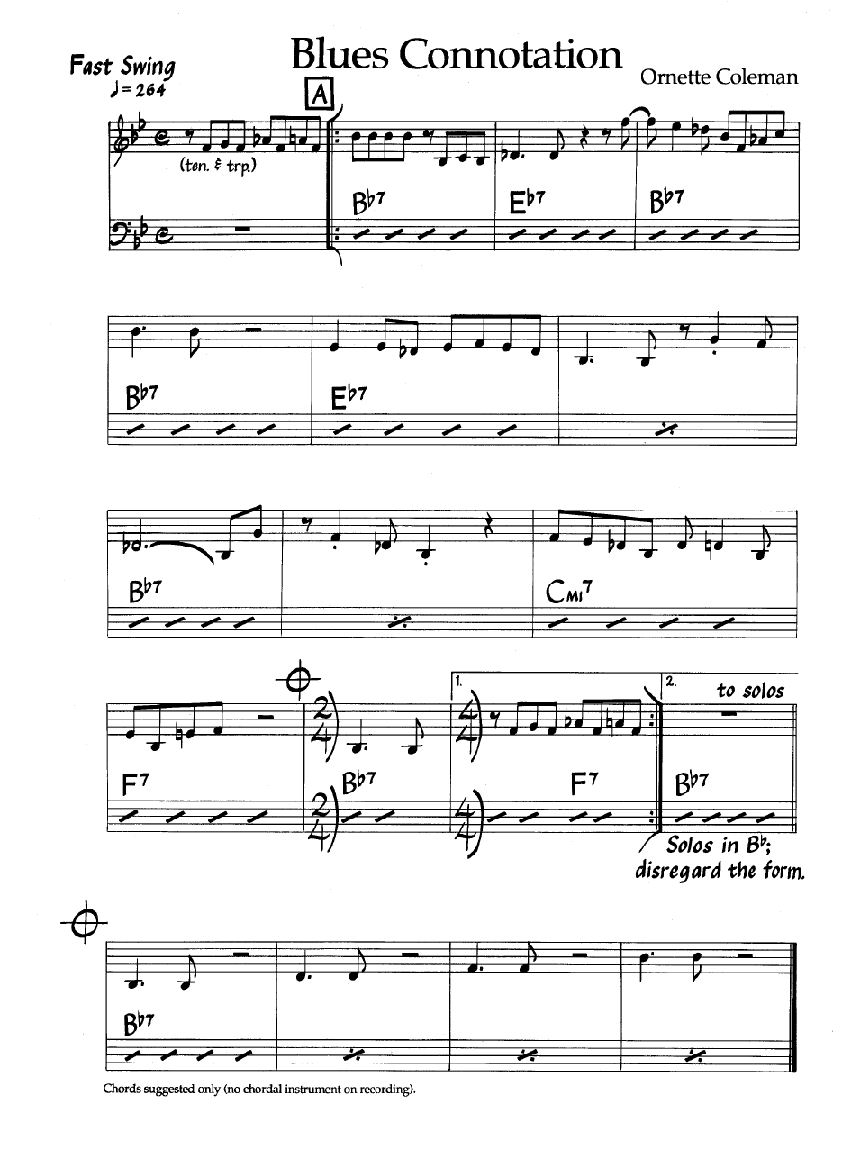 Ноты джазового стандарта: Blues connotation (Ornette Coleman)