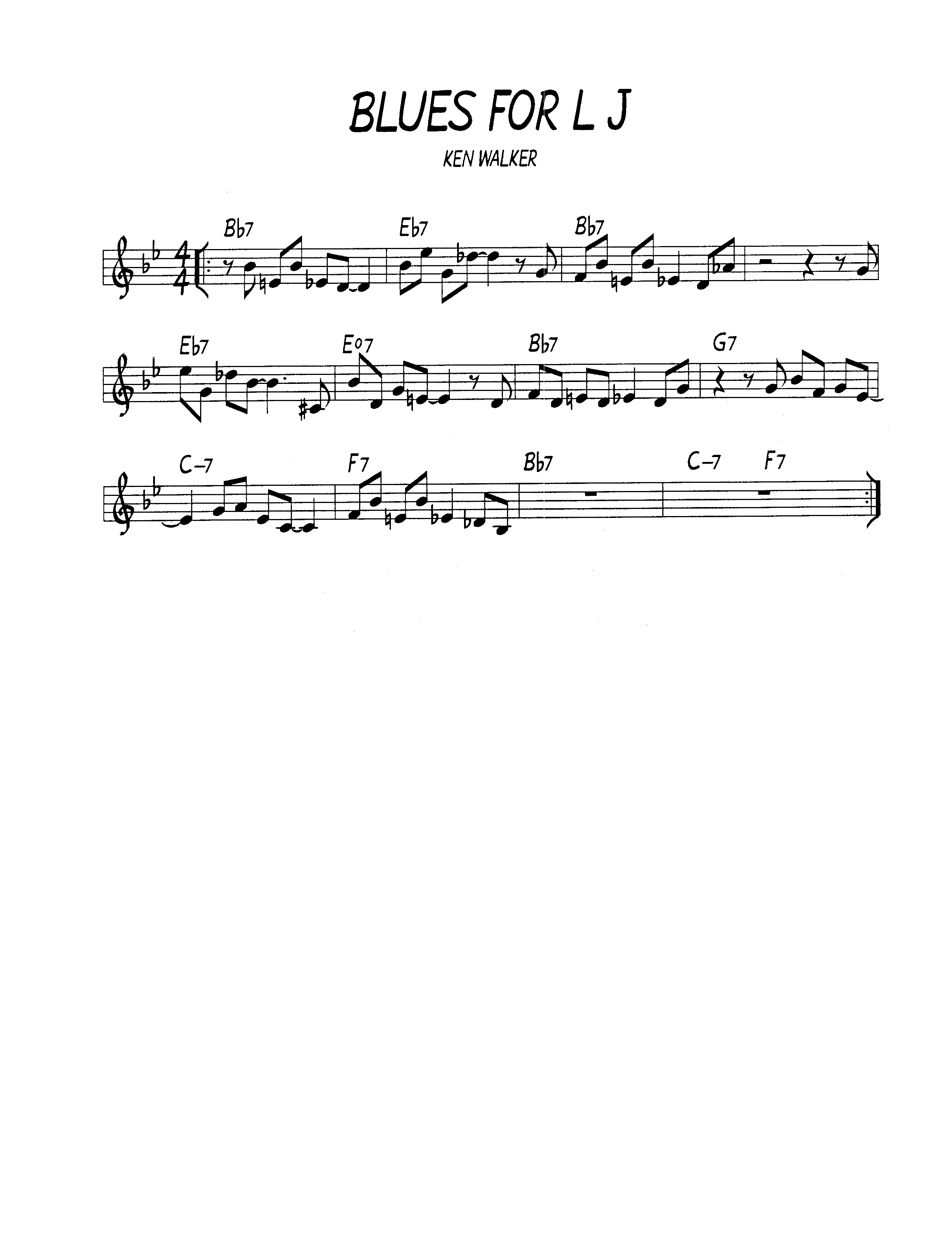 Ноты джазового стандарта: Blues for L J (Ken Walker)