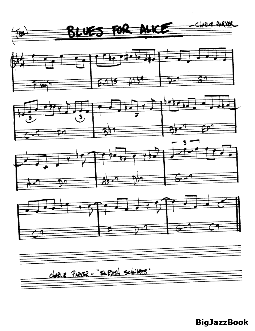 Ноты джазового стандарта: Blues for alice (Charlie Parker)