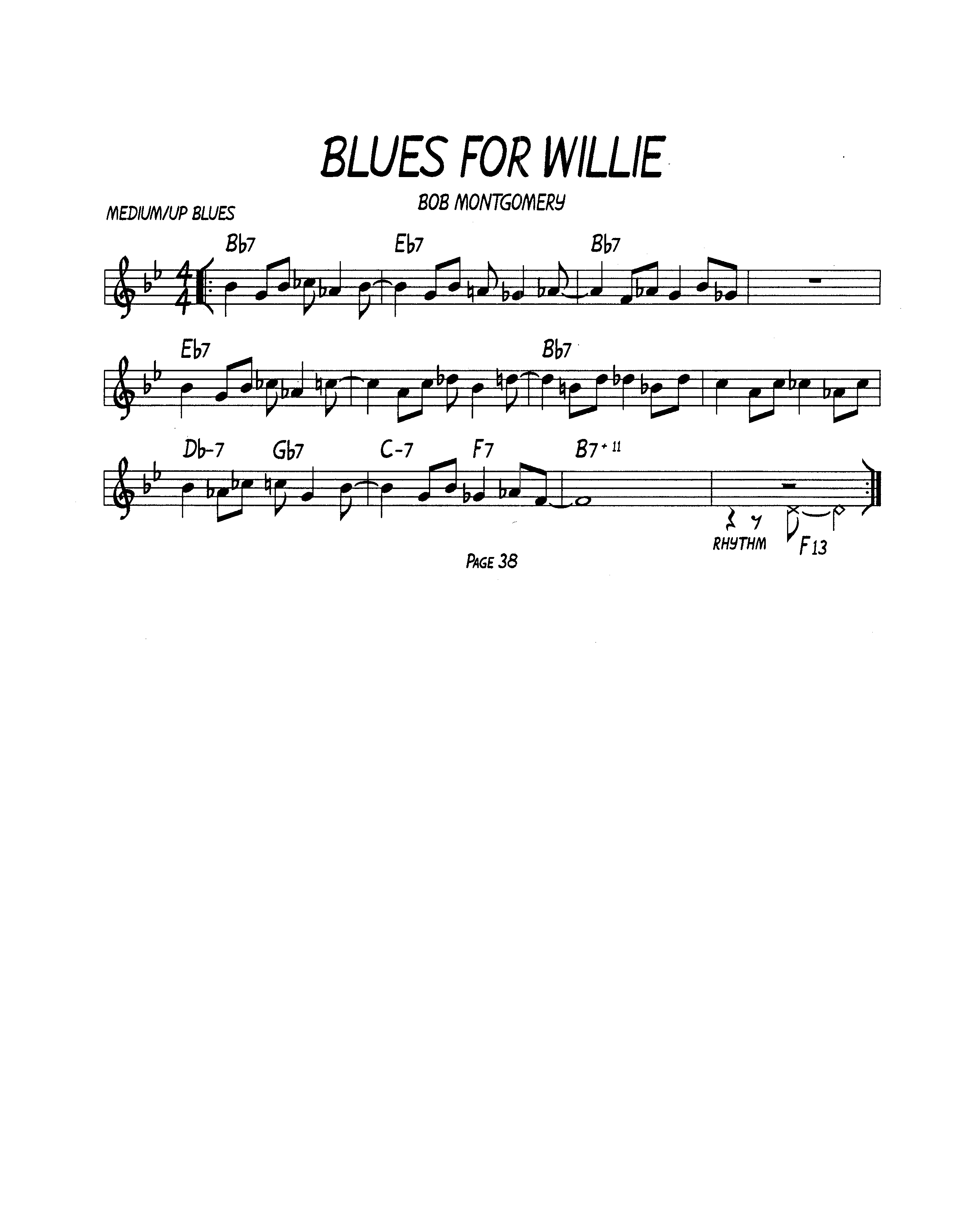 Ноты джазового стандарта: Blues for willie (Bob Montgomery)