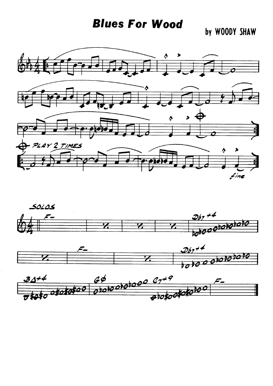 Ноты джазового стандарта: Blues for wood (Woody Shaw)