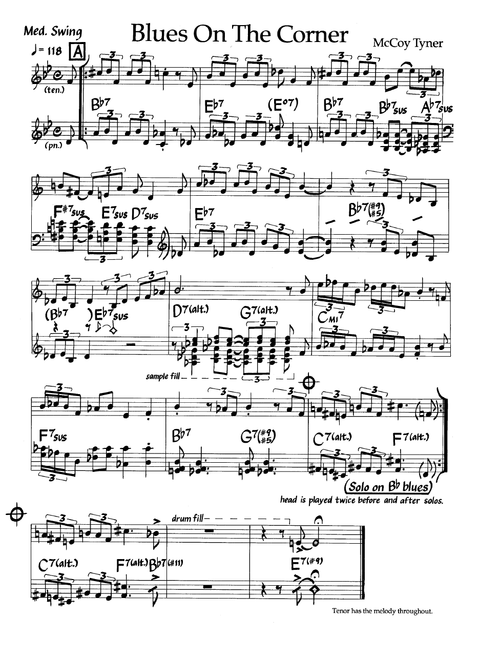 Ноты джазового стандарта: Blues on the corner (McCoy Tyner)