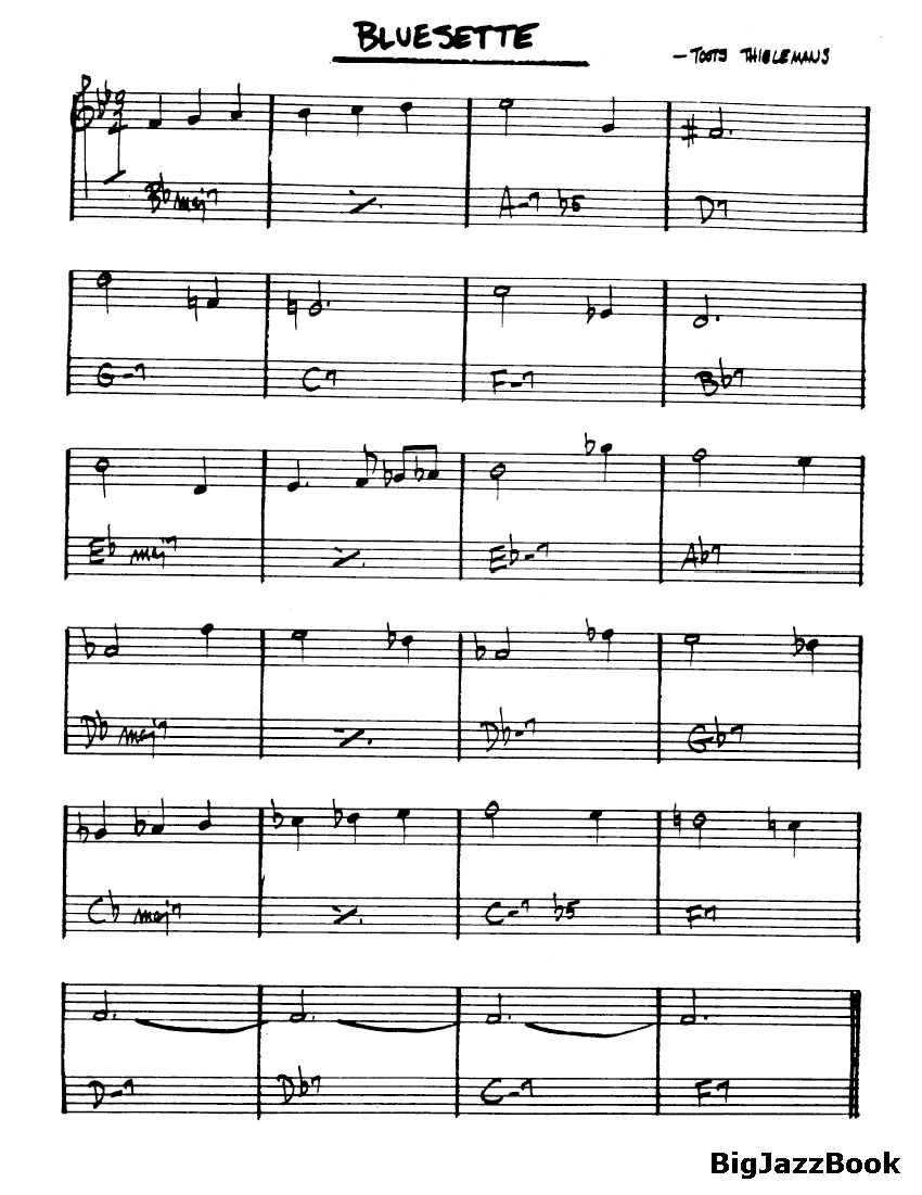 Ноты джазового стандарта: Bluesette (Toots Thielemans)