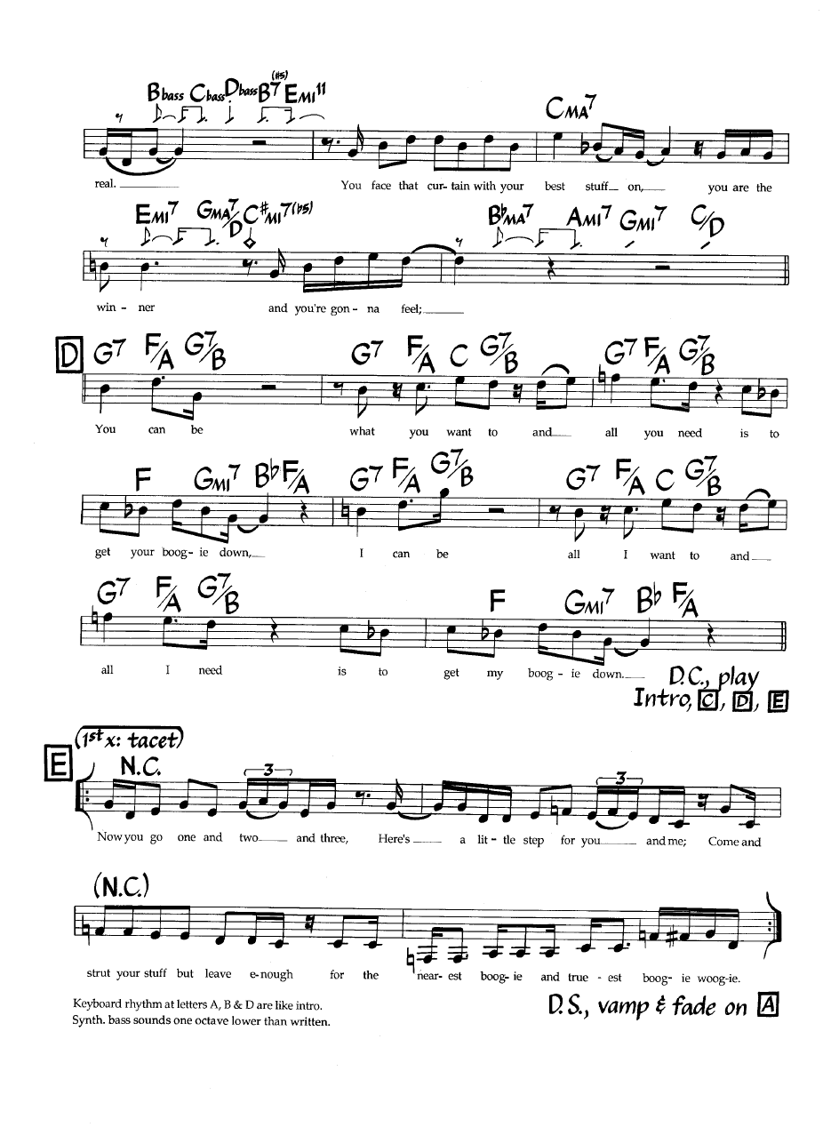 Ноты джазового стандарта: Boogie down (Al Jarreau/Michael Omartian)
