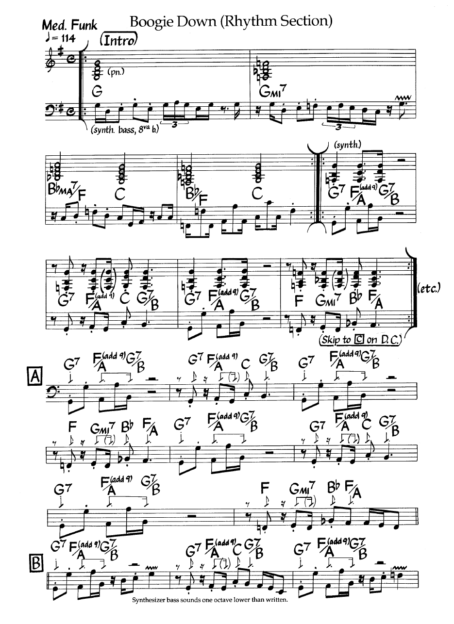 Ноты джазового стандарта: Boogie down (Al Jarreau/Michael Omartian)