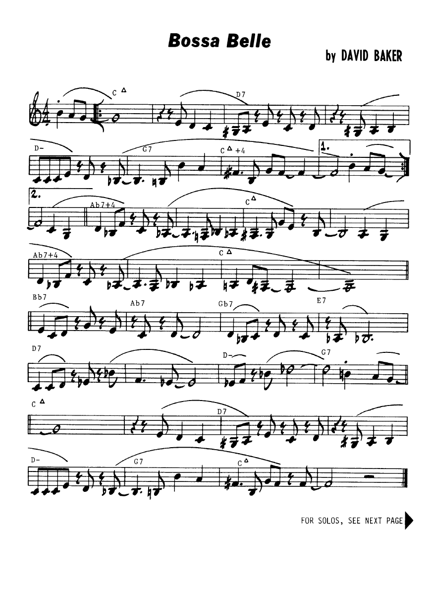 Ноты джазового стандарта: Bossa belle (David Baker)