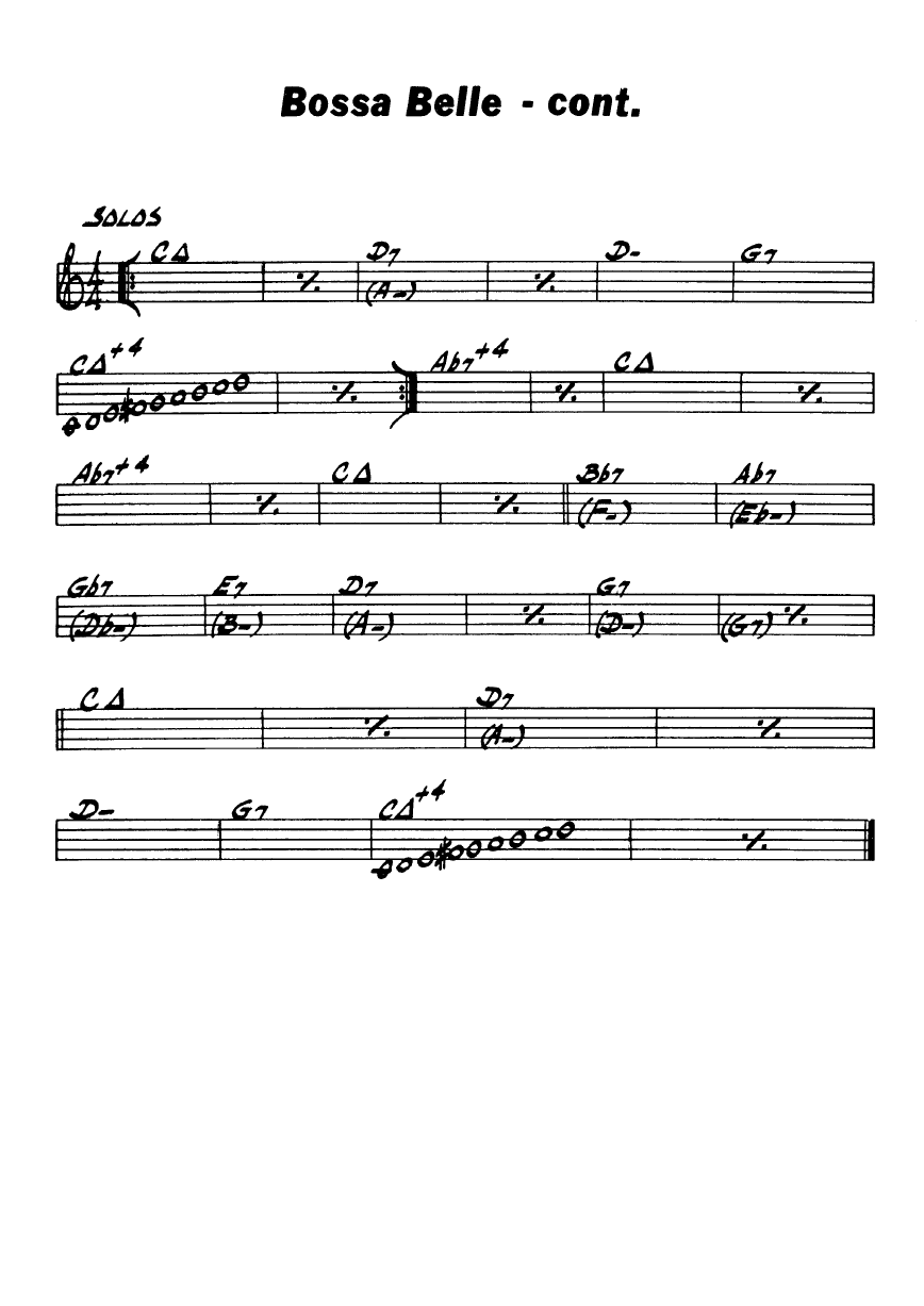 Ноты джазового стандарта: Bossa belle (David Baker)