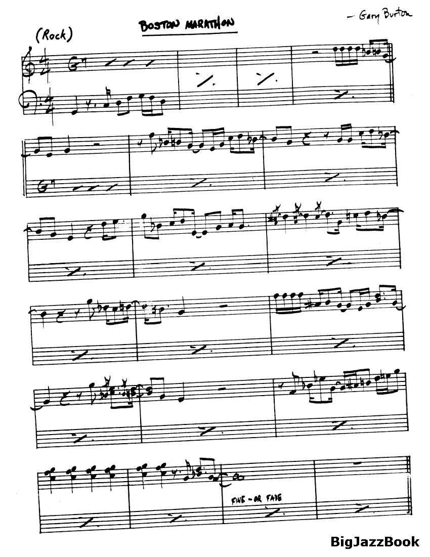 Ноты джазового стандарта: Boston marathon (Gary Burton)