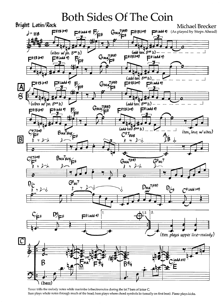 Ноты джазового стандарта: Both sides of the coin (Michael Brecker)