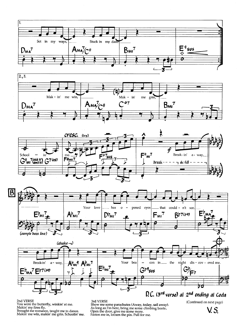 Ноты джазового стандарта: Breakin' away (Al Jarreau/Tom Canning/Jay Graydon)