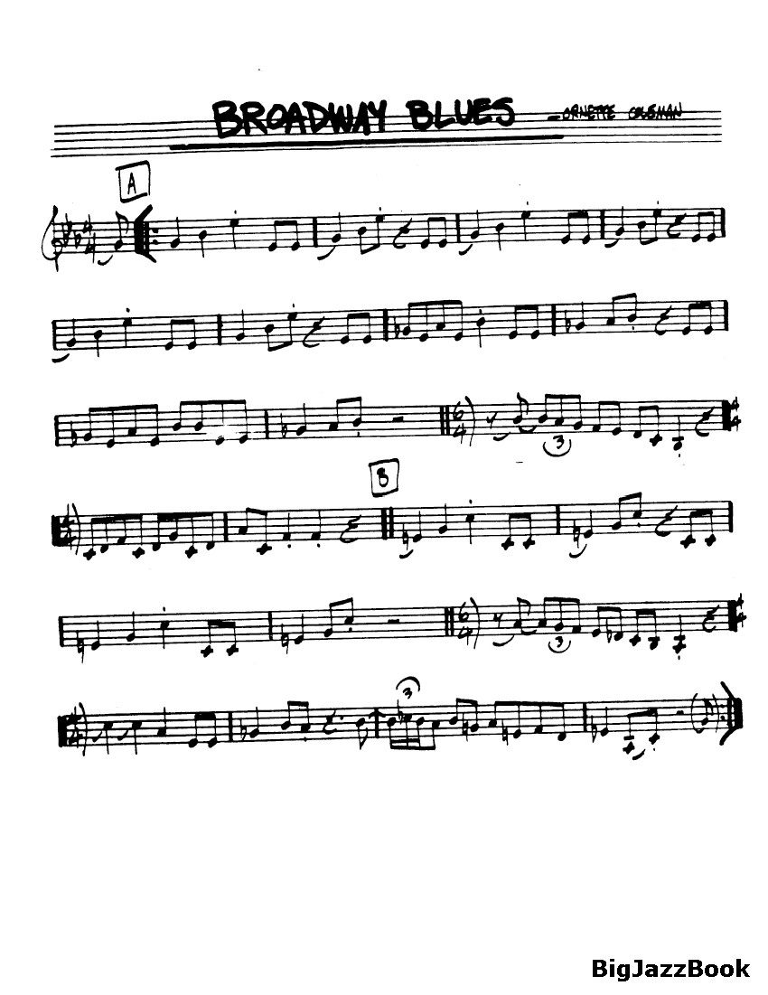Ноты джазового стандарта: Broadway blues (Ornette Coleman)
