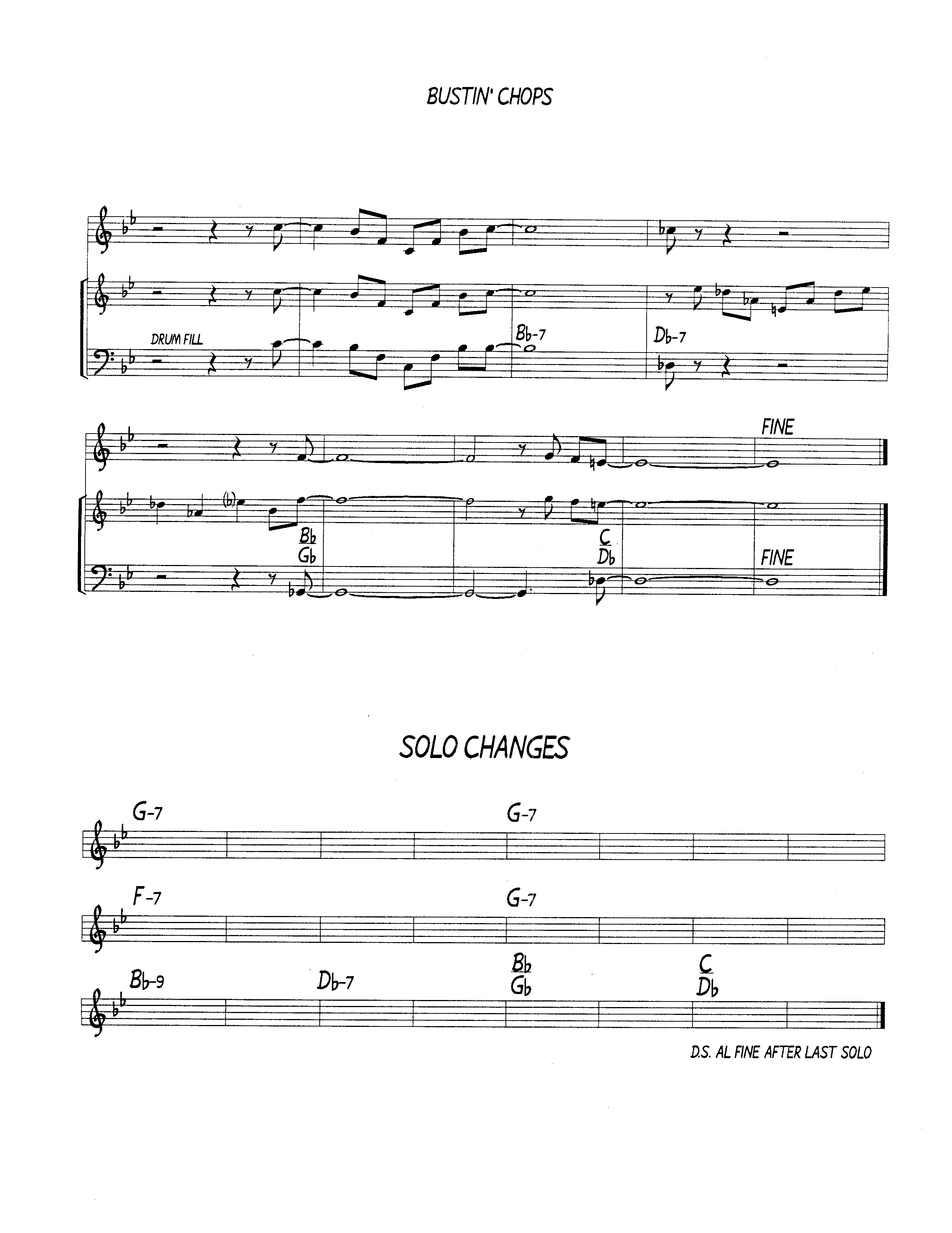Ноты джазового стандарта: Bustin' chops (Stefan Karlsson)
