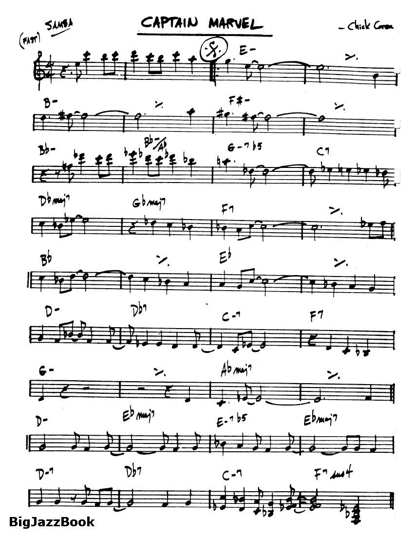 Ноты джазового стандарта: Captain marvel (Chick Corea)