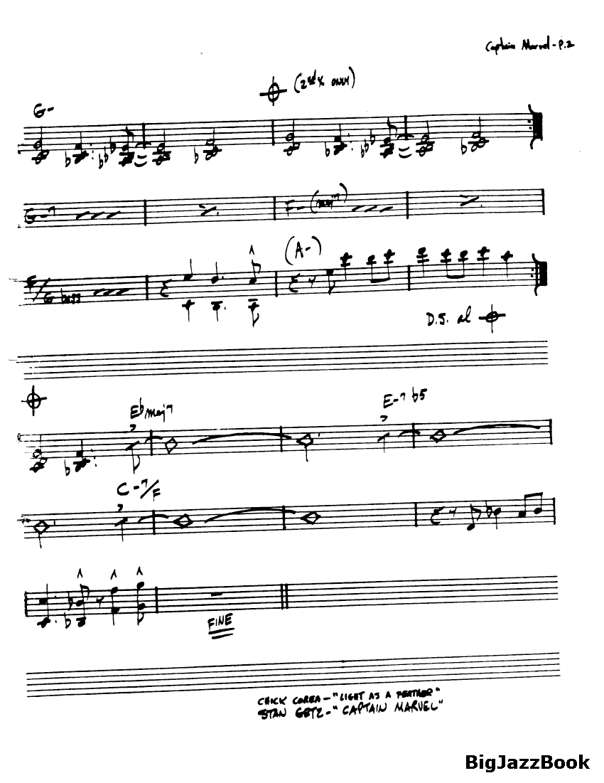 Ноты джазового стандарта: Captain marvel (Chick Corea)