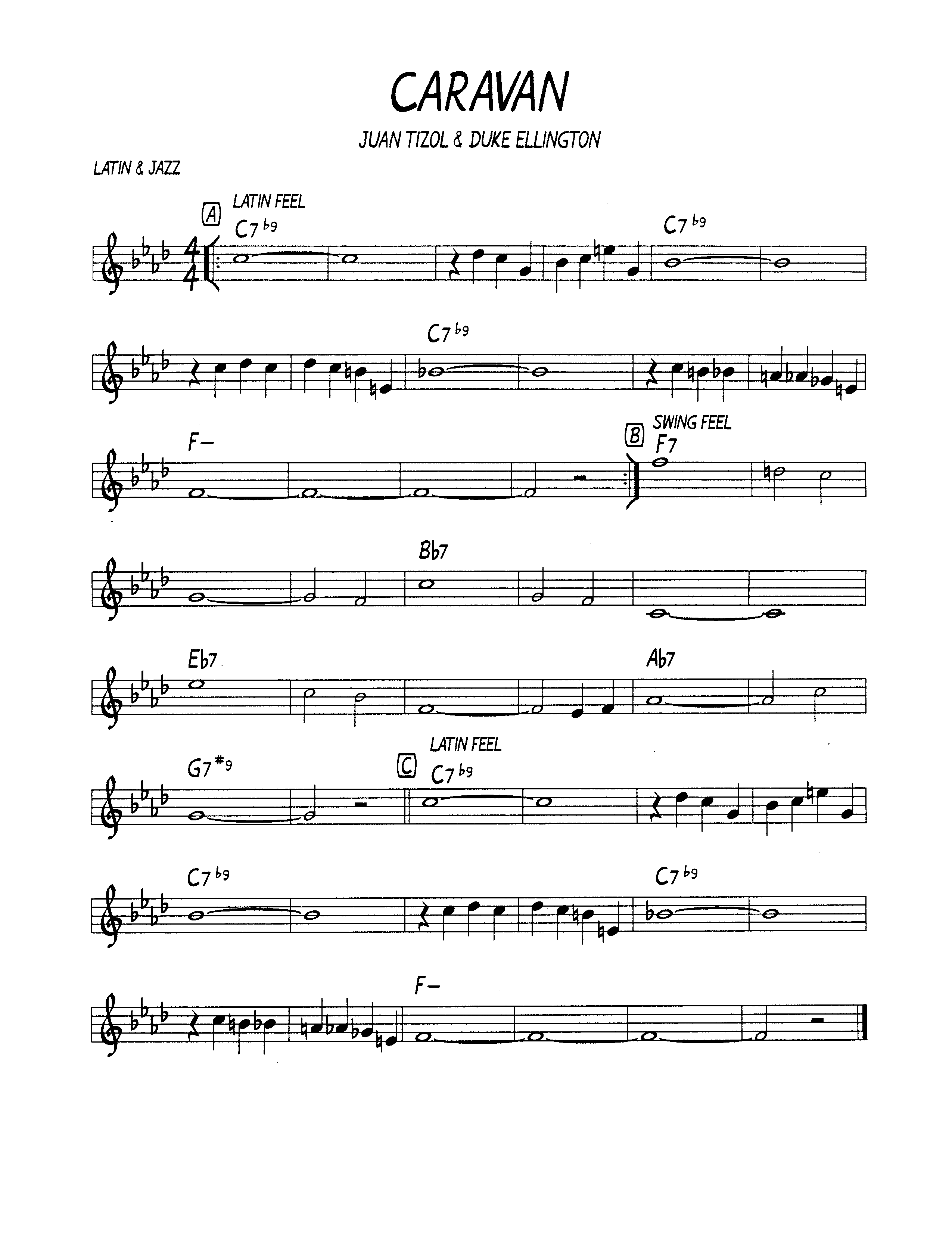 Ноты джазового стандарта: Caravan (Juan Tizol/Duke Ellington)