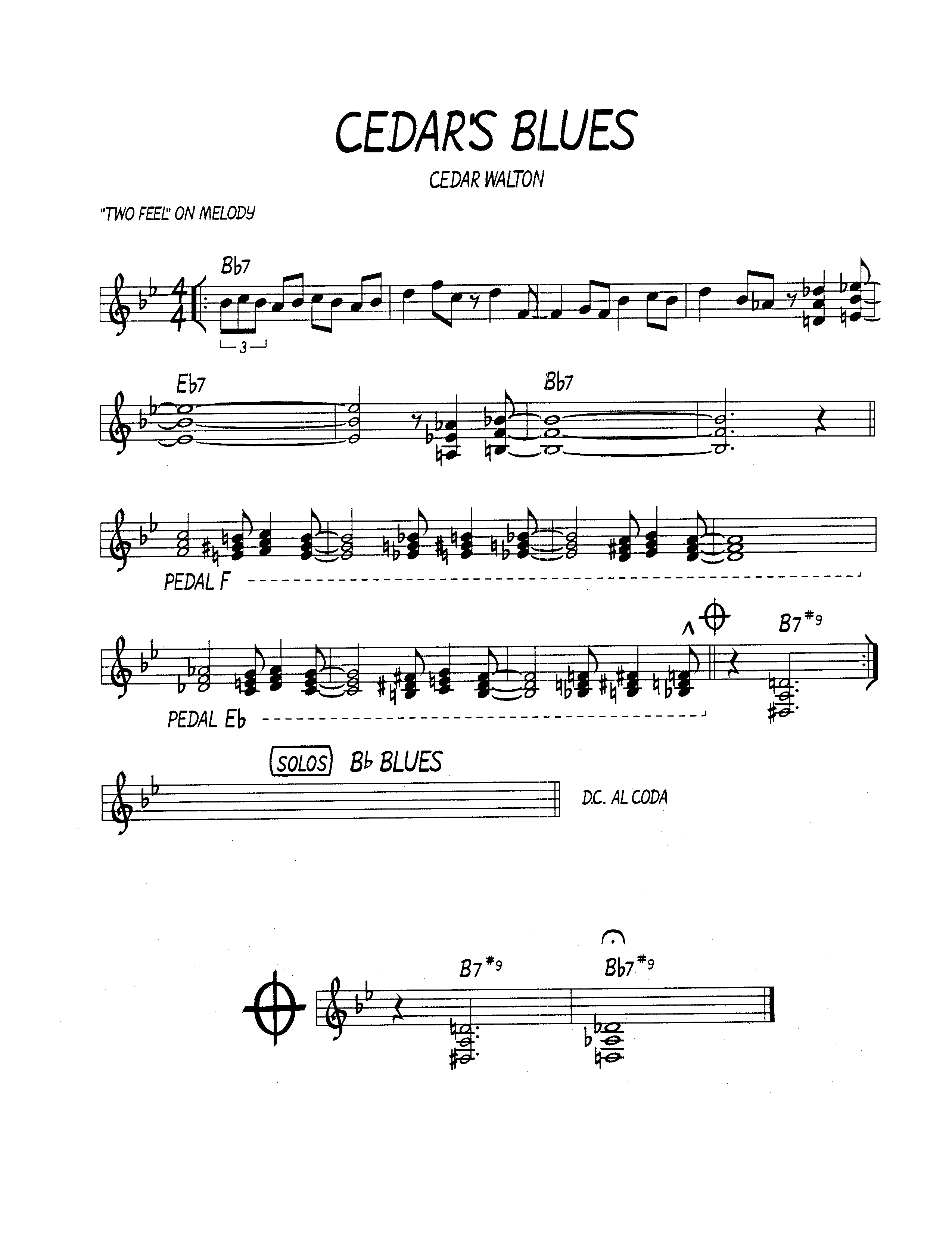 Ноты джазового стандарта: Cedar's blues (Cedar Walton)