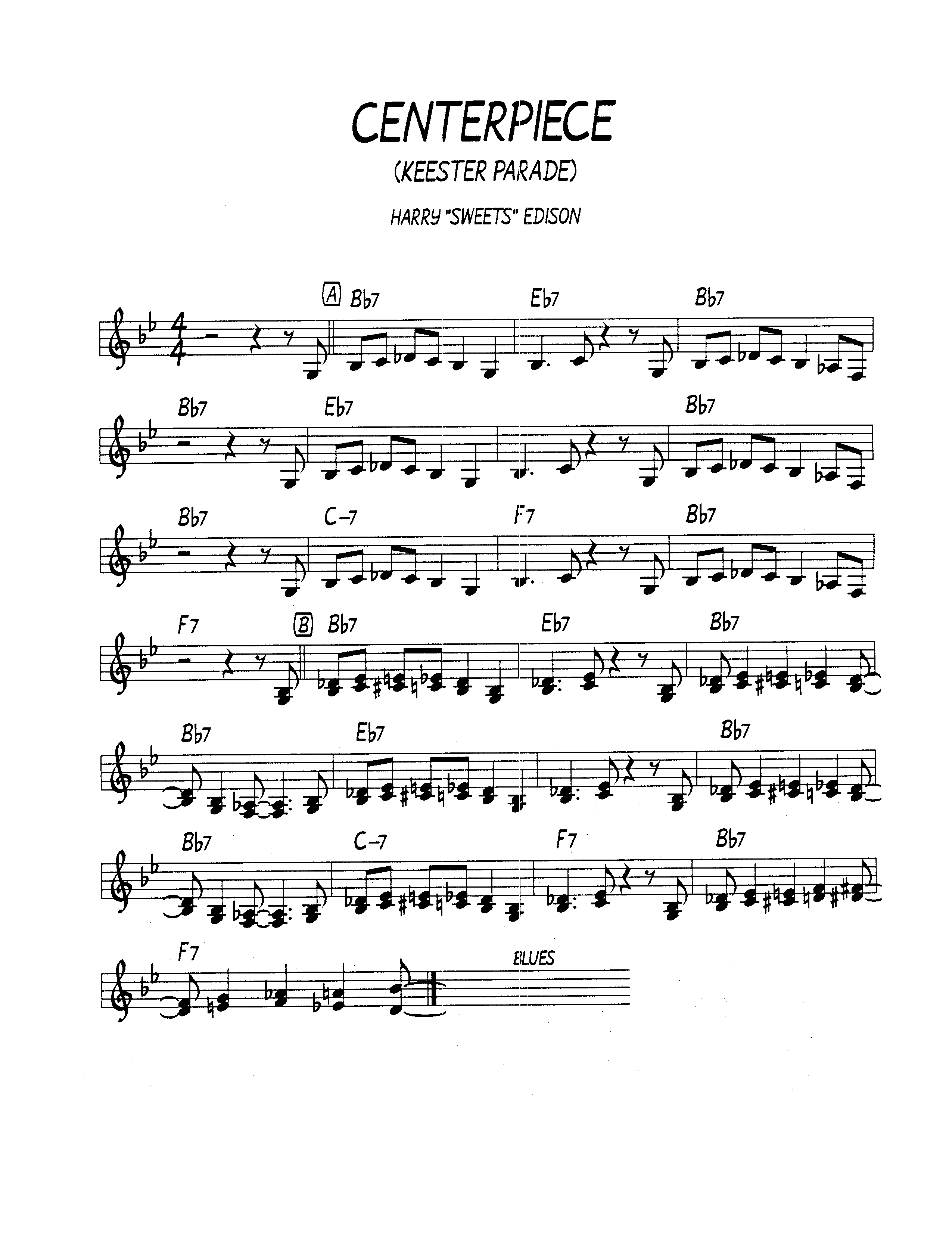 Ноты джазового стандарта: Centerpiece (Harry 