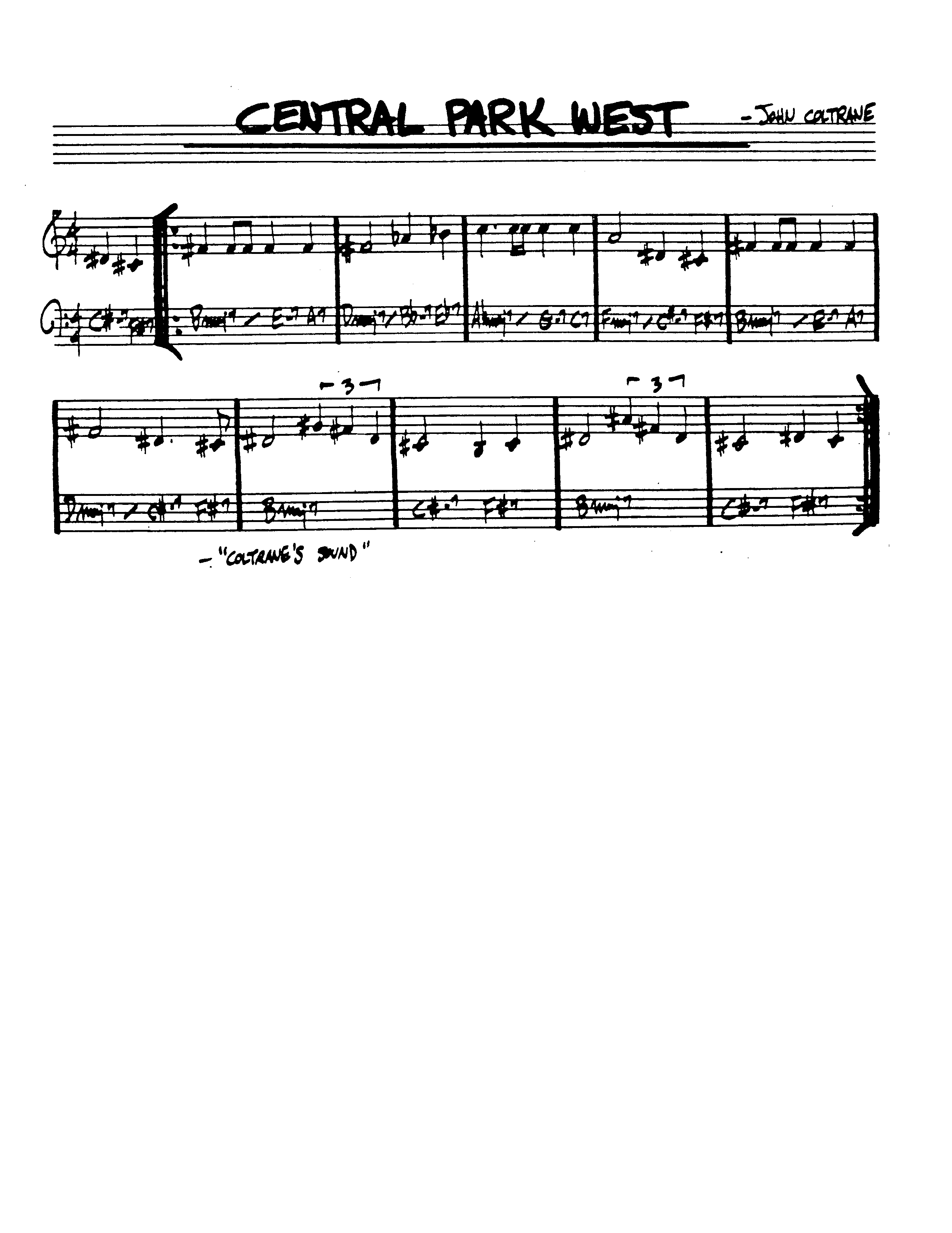 Ноты джазового стандарта: Central park west (John Coltrane)
